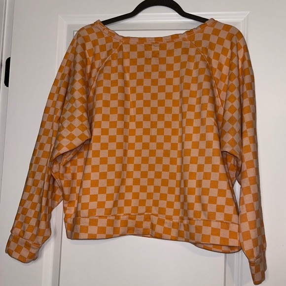 GAP Women’s Cropped Slouchy Checkered Sweatshirt  Size M - Picture 3 of 5